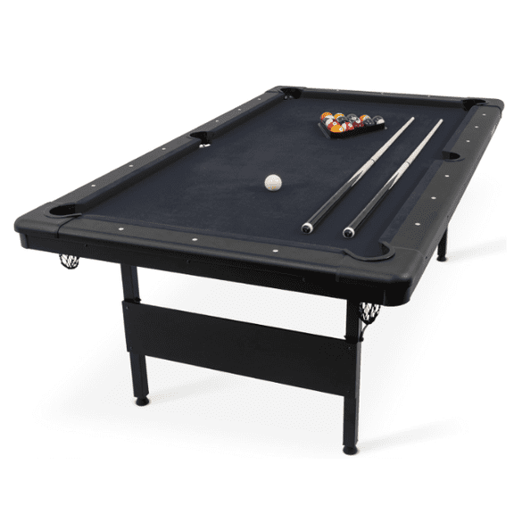 Historyli 6FT Compact Foldable Pool Table, Folding Billiards Table for Home with Carbon Steel Structure, Black