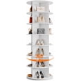 thumbnail image 1 of Historyli 7 Tier Rotating Shoe Rack Tower,360° Revolving Free Standing Spinning Shoe Organizer,Vertical Spinning Shoes Display,Shoes Rack Storage Round Carousel,Rotate Shoes Closet Organization，White, 1 of 8