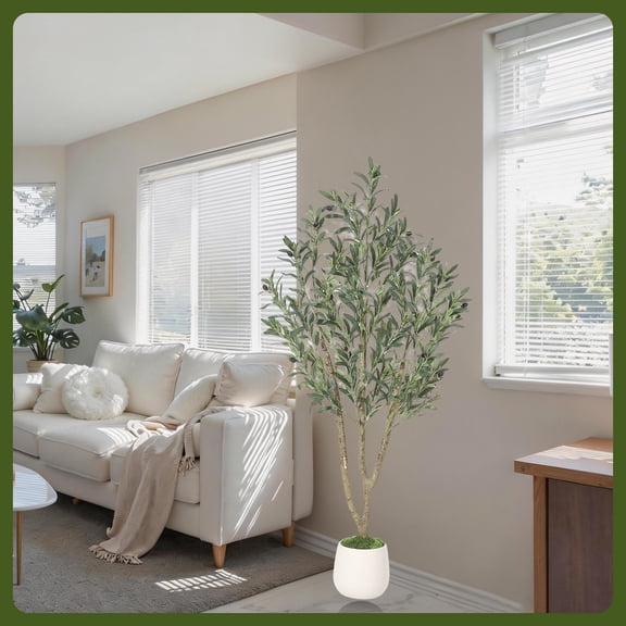 Historyli 7FT Lifelike Artificial Olive Tree,Faux Plant with Bendable Stems, Non-Slip Tapered Pot & Wind-Resistant Base for Home, Office