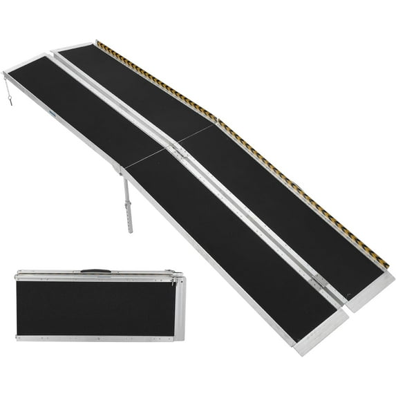 Historyli 9FT Portable Wheelchair Ramp,Non-Slip Aluminum Folding Handicap Ramp,Door Threshold Wheelchair Ramps Aluminum Ramp with Non-Skid Surface & Reflective Strips,9FT