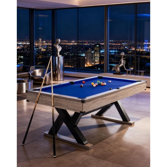 Historyli Family Pool Table-7 Ft for Home Heavy Duty Billiard Tables-with Sturdy K-Shape Metal Legs,Complete Set with Cue Sticks,Pool Balls,Triangle,Chalk,and Brush-Blue