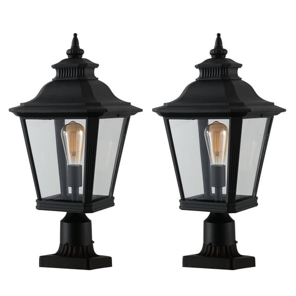 Historyli Go5H 2pcs Post Lights, Patio Waterproof Lanterns, Retro Pole Post Mount Lamps, Metal Column Light Fixture With Glass Shade,For Porch Garden Yard