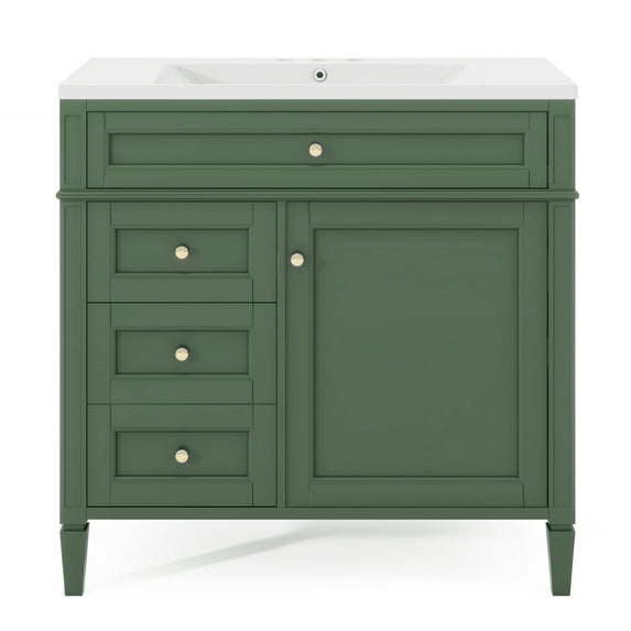 Historyli Go5H 36 Inch Bathroom Vanity With Single Sink, Bathroom Floor locker With 2 Drawers And Tip-Out Drawer, Freestanding Bathroom Vanity Storage locker