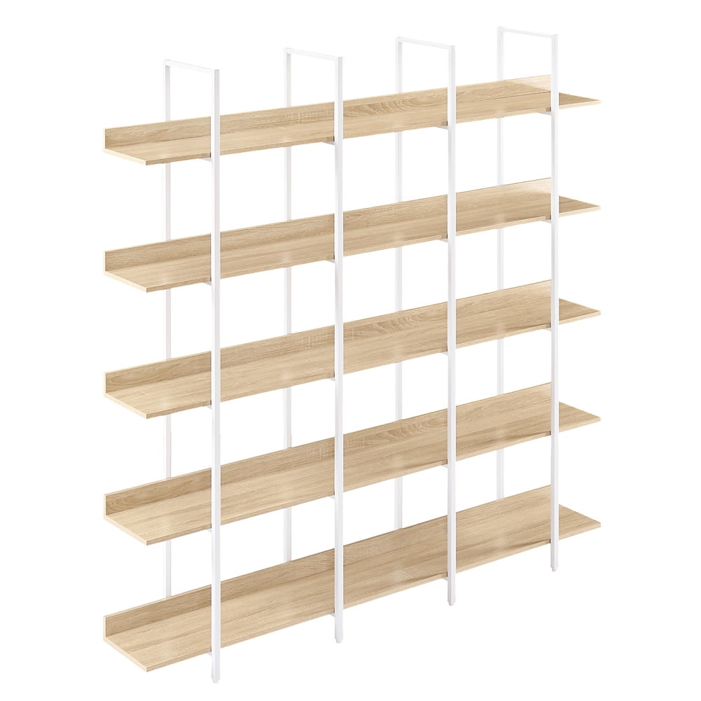 Historyli Go5H 5 Tier Bookshelf, Wood Tall Book Shelf Unit With Anti