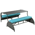 thumbnail image 1 of Historyli Go5H 57.1" Outdoor Loveseat, Convertible Picnic Upholstered Bench Table 2 In 1 Set, Portable Picnic Table Couch For Garden Lawn, Convertible To 4 Seats And 1 Table, 1 of 1