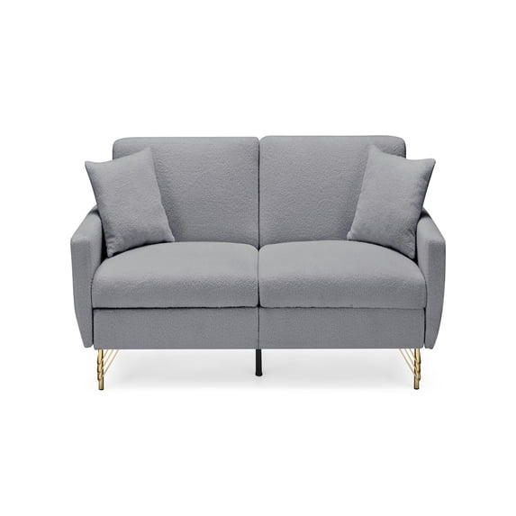 Historyli Go5H 74.41 Inch Teddy Velvet Sofa Bed Futon Couch Small Lounger Sofa With Separate Adjustment Backrest 2-Seat Tufted Couch For Living Room Bedroom Office Apartment