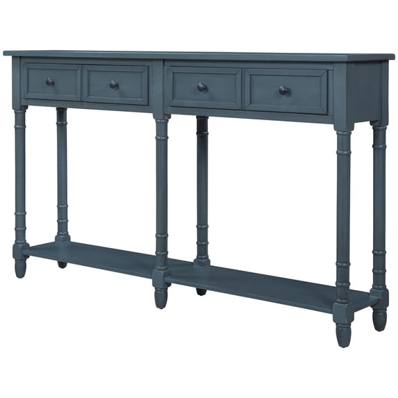 Historyli Go5H Farmhouse Console Sofa Table, Easy To Assemble, Classic Solid Wood Entryway Table, With 2 Drawers, Bottom Storage Shelves,For Living Room, Hallway, Bedroom