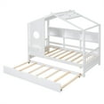 thumbnail image 1 of Historyli Go5H Full Size/Twin Size House Bed With Trundle, Floor Bed Frame With Roof, Storage Shelves, Solid Wooden Platform Bed Frame For Teens Girls Boys, 1 of 9