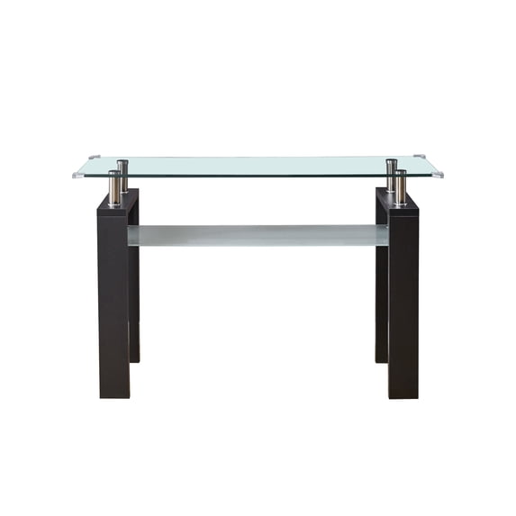 Historyli Go5H Glass Console Table, Accent Sofa Table With Tempered Glass Top And Storage Shelf, 2 storey End Table,For Living Room Hallway