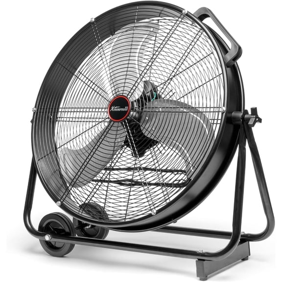 Historyli Go5H Industrial Drum Fan,3 Speed Heavy Duty Metal Air Circulator, High Speed Floor Fan,360° Tilt, with Caster Handle,for Yard, Warehouse, Commercial, Basement Workshop,Factory