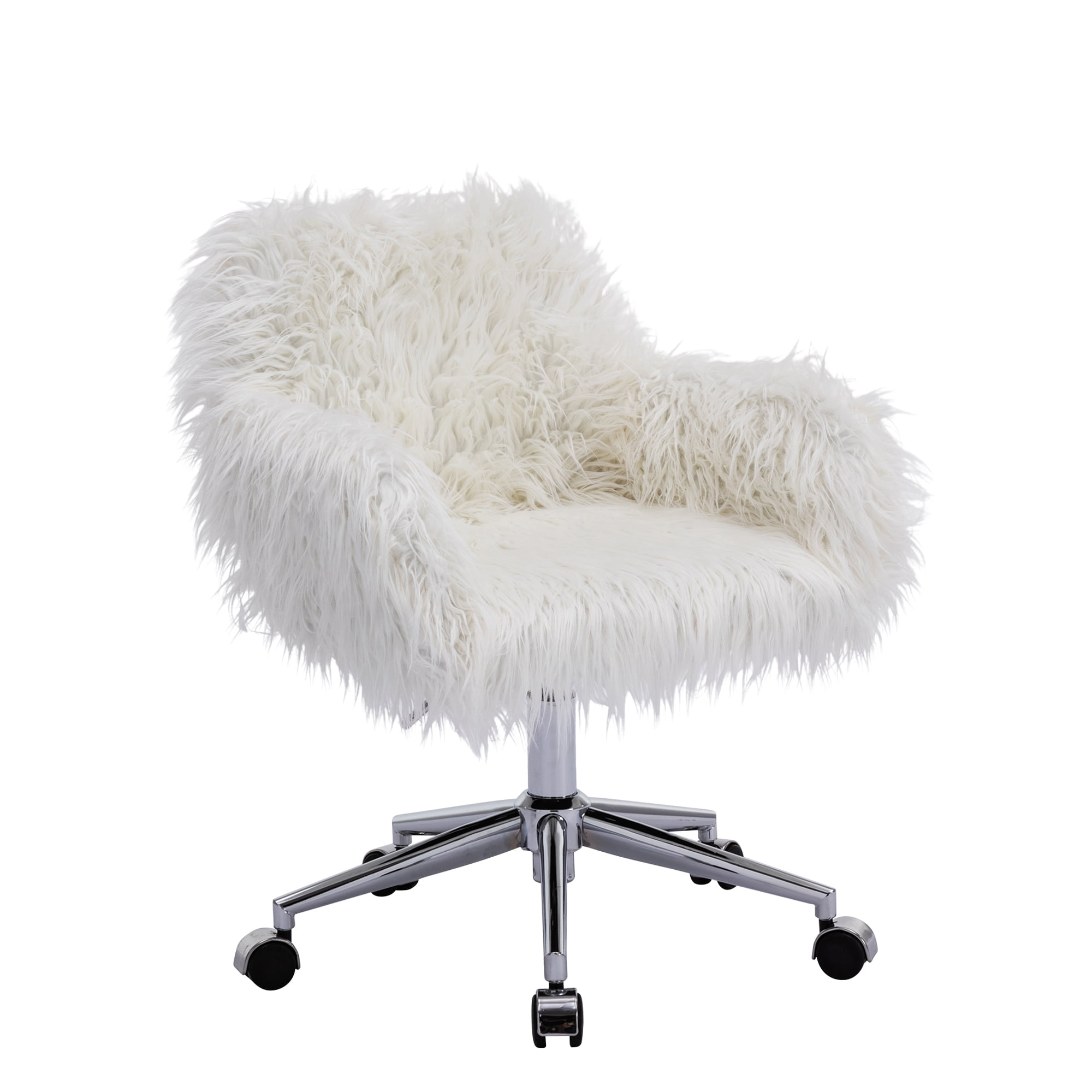 Historyli Go5H Makeup Vanity Chair Home Office ChairChair With Silver Chrome Castors Modern FauxArm Chair Accent Chair For Living Room Bedroom Makeup Dressing Vanity