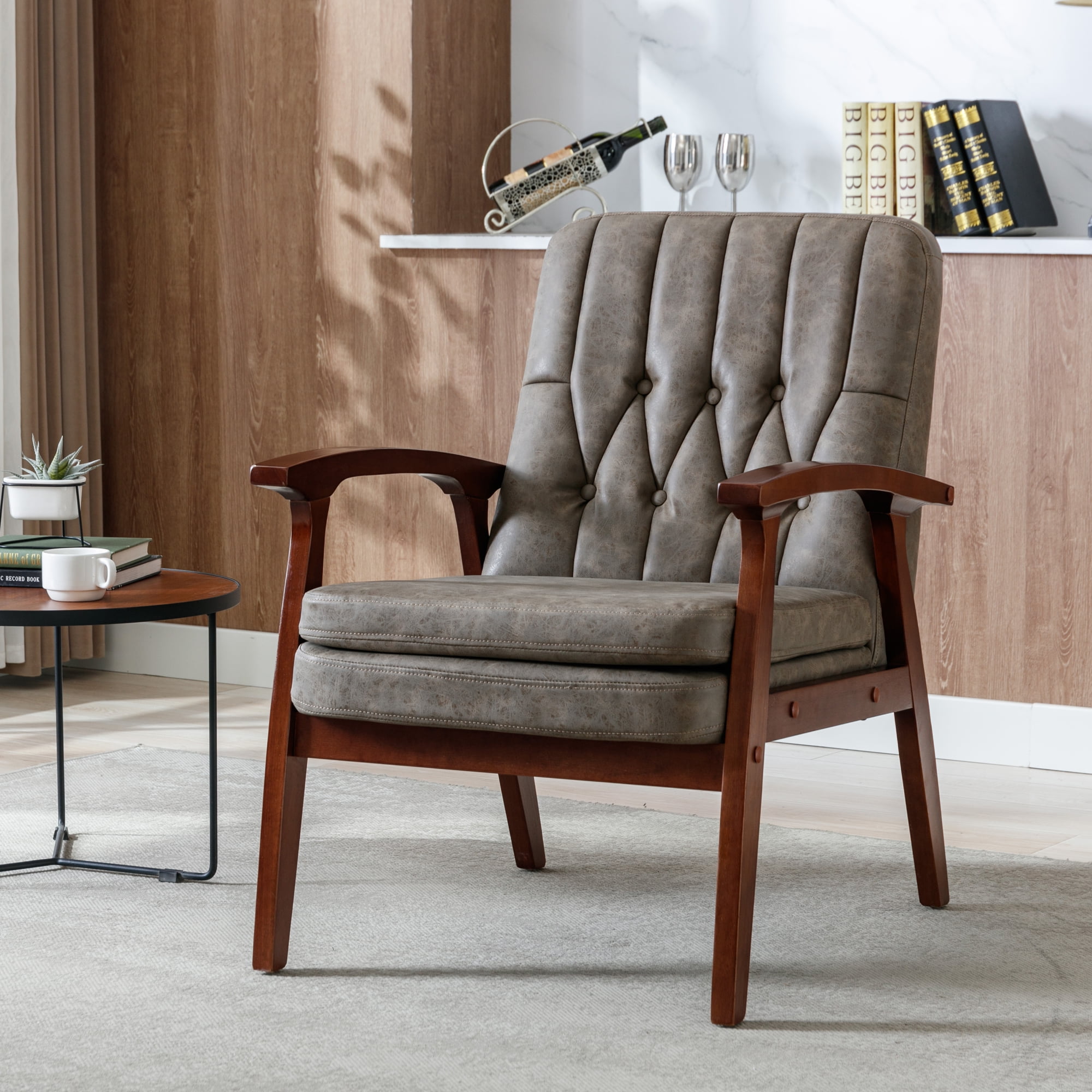 Historyli Go5H Mid Century Accent Chair Modern Solid Wood Single