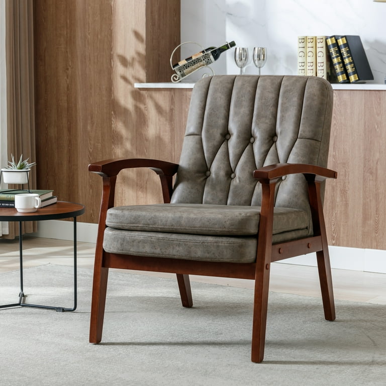 Historyli Go5H Mid Century Accent Chair Modern Solid Wood Single