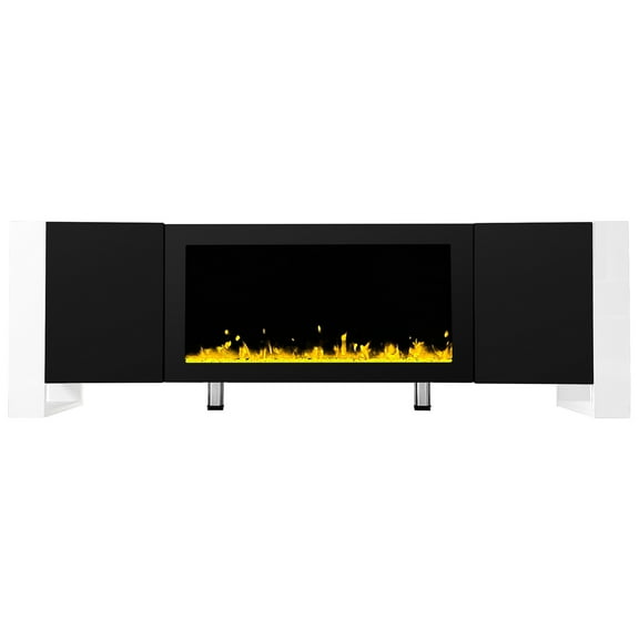 Historyli Go5H Modern Tv Stand, Fireplace Tv Stand With 34.2" Electric Fireplace, 2 Large Cabinets, Shelves Minimalist Entertainment Center TV Console For Living Room