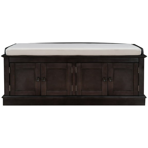 Historyli Go5H Multifunctional Storage Bench With 4 Doors Adjustable Shelves Shoe Bench With Removable Cushion Entryway Ottoman Sitting Bench For Living Room, Entryway, Bedroom