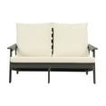 thumbnail image 1 of Historyli Go5H Outdoor Loveseat, Sofa Chair With Cushion, Armrests, Stainless Steel Hardware, Light Weight HIPS Frames Wood Grain Garden Sofa For Yard, Balcony, Backyard, Terrace, 1 of 7