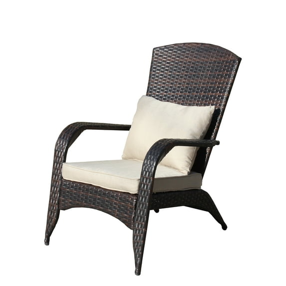 Historyli Go5H Outdoor Wicker Chair With Seat And Back Cushions Wide Armrest Rattan Upholstered Armchair For Bedroom Swimming Pool Courtyard