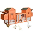 thumbnail image 1 of Historyli Go5H Outdoor Wooden Chicken Coop With Ventilation Door Removable Tray Solid Wood Pet House Chicken Nesting Box For 6-8 Hens (124 x 27 x 46 In), 1 of 8