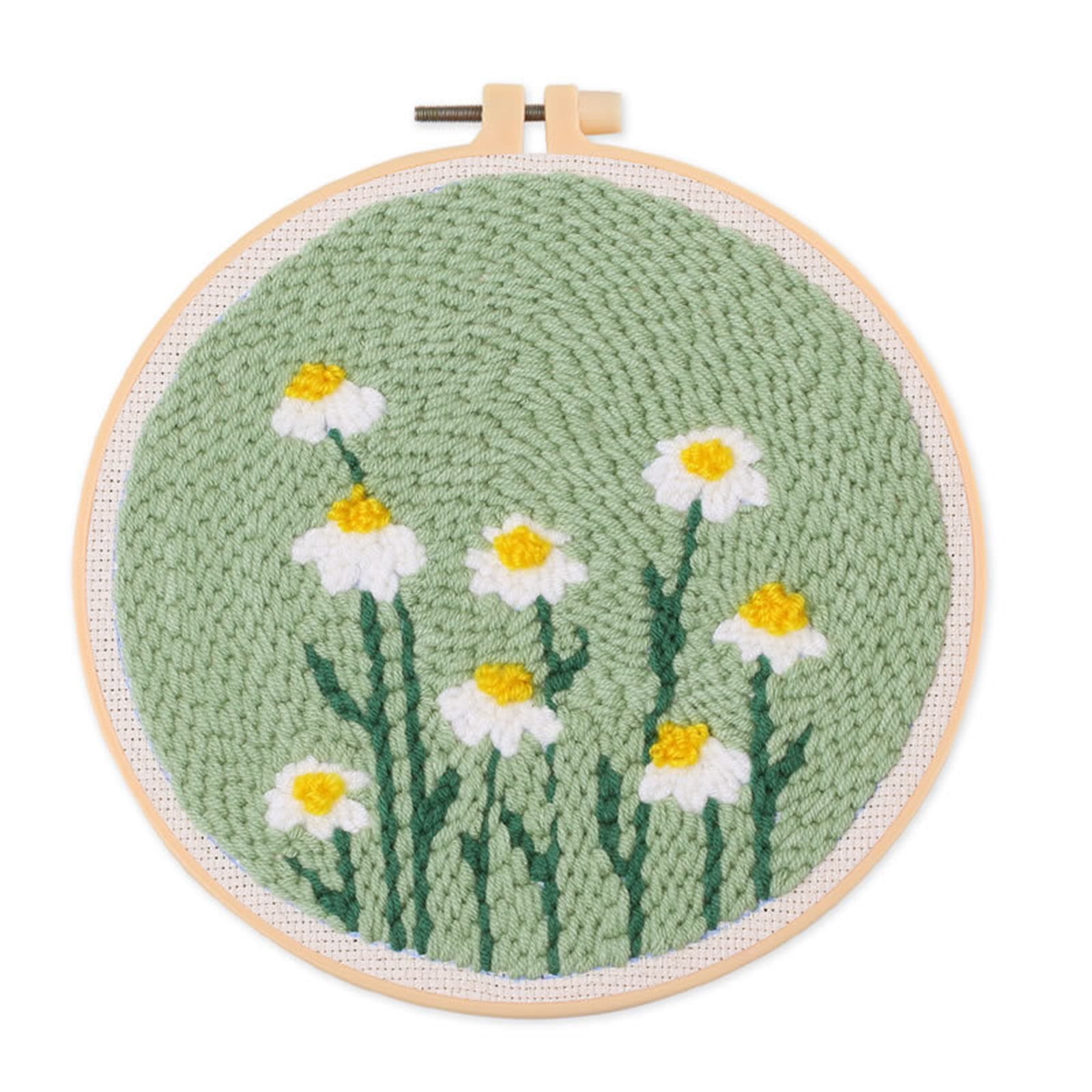 Historyli Go5H Punch Needle Kits For Beginners, Flower Punch Needle Embroidery Starter Kits With Punch Needle Fabric, Embroidery Hoops And Yarns, Washable Fabric