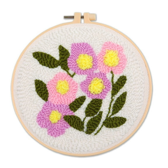 Historyli Go5H Punch Needle Kits For Beginners, Flower Punch Needle Embroidery Starter Kits With Punch Needle Fabric, Embroidery Hoops And Yarns, Washable Fabric