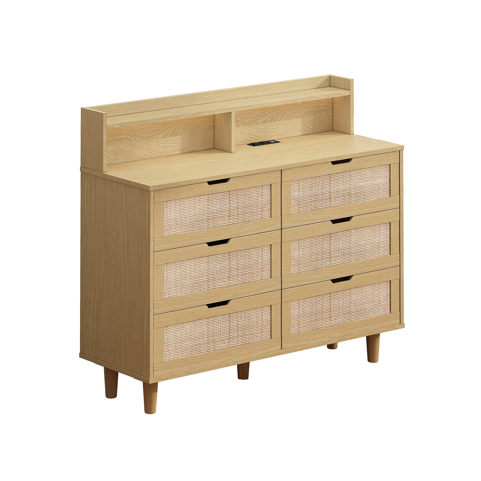 Historyli Go5H Rattan Storage Cabinet With 6 Rattan Drawers With LED ...