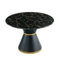 thumbnail image 1 of Historyli Go5H Round Dining Table, 47" Marble Printed Table, Round Faux Marble Dining Table With Black Columnar Base & Gold Annulus, Dining Room Decoration For 6-8 People, 1 of 8
