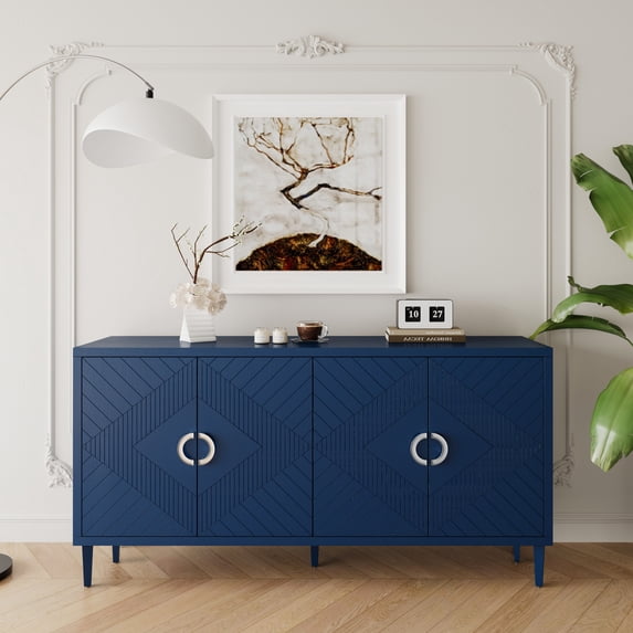 Historyli Go5H Storage CabSideboard Buffet Table With 4 Doors And Pine Legs For Kitchen Dining Living Room 59.84"L x 15.75"W x 32.48"H