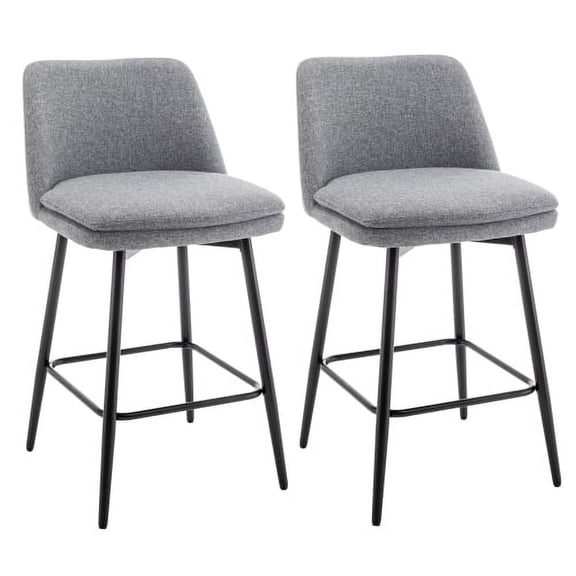 Historyli Go5H Swivel Barstools Set Of 2, Upholstered Bar Stools With Metal Legs, Counter Height Bar Chair With Backrest, Footrest For Dining Room