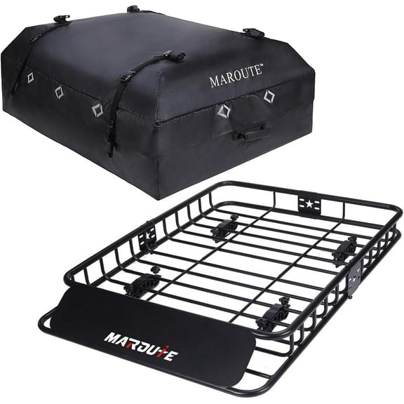 Historyli Heavy Duty Rooftop Cargo Carrier,Weatherproof Roof Rack Basket for SUVs, Jeeps & BMWs with 200LBS Capacity and 15 Cubic Feet Waterproof Cargo Bag