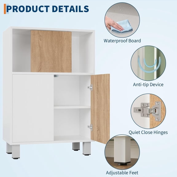 Historyli Kitchen Buffet Sideboard Cabinet-with Storage,Wooden Bathroom Storage Cabinet with Adjustable Shelf & Sliding Barn Door-Coffee Bar Console Table for Dining Entryway Small Space