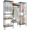 thumbnail image 1 of Historyli Metal Freestanding Clothing Organizer,Clothing Rack Heavy Duty Clothes Rack with 8 Shelves & 4 Hang Rods,Adjustable Closet Rack for Hanging Clothes,68.9" L x 15.7" W x 76.4" H,Black, 1 of 7