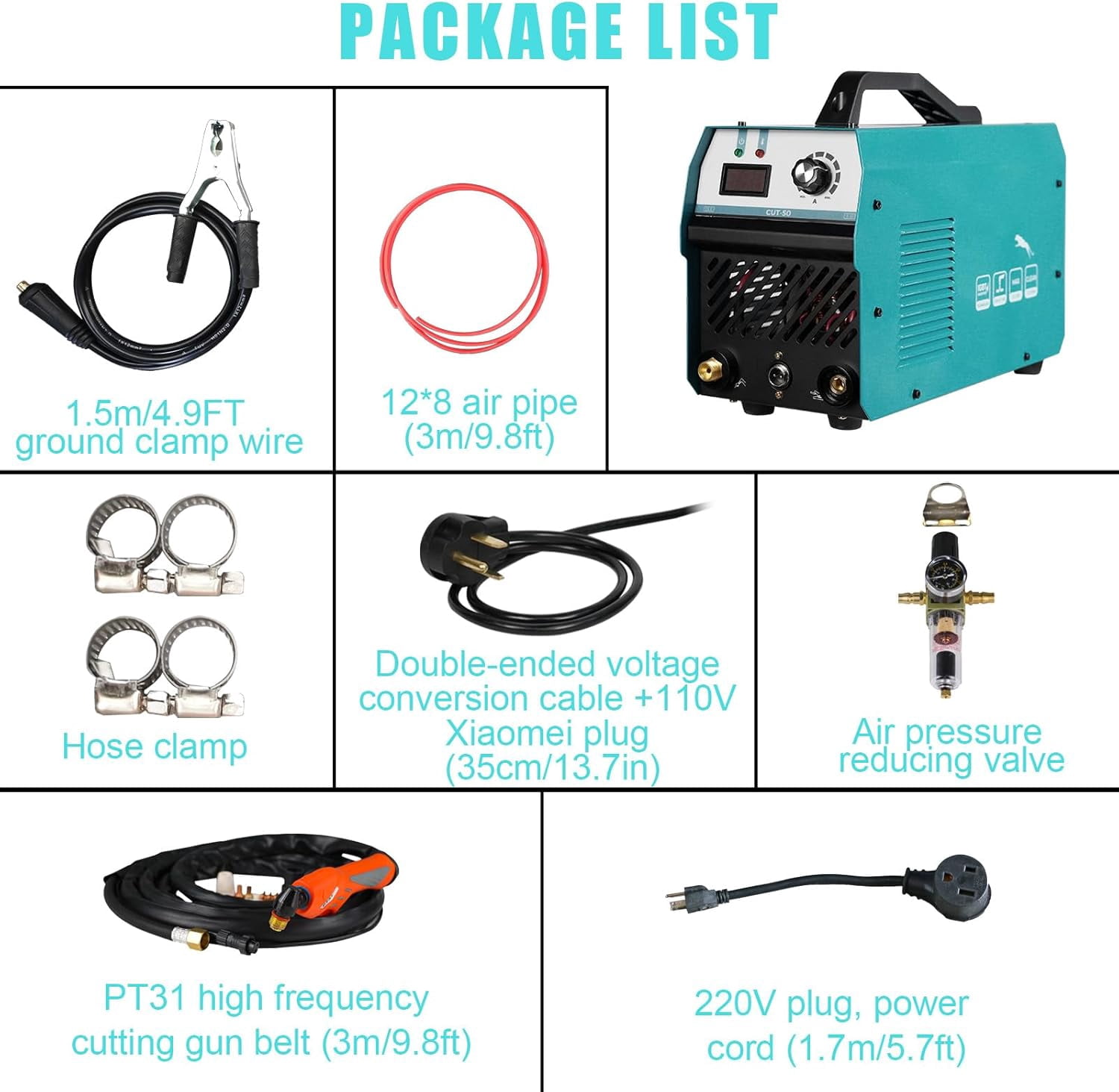 FLARING Plasma Cutter 55 AMP – 120V/240V, 1/2in Clean Cut, IGBT Inverter, Touch Arc, Portable 8.8 Lbs, FC550D