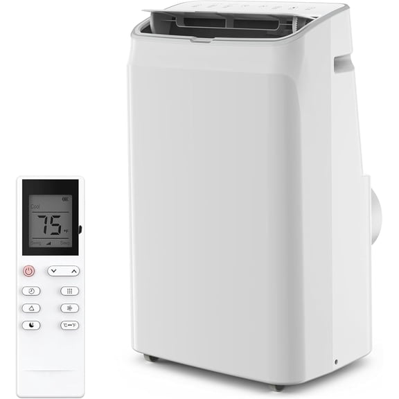 Historyli Portable Air Conditioner 14000 BTU 3-IN-1 Freestanding AC Unit with Remote Control, Cools 750 Sq.Ft, Fan/Dehumidifier/Cooling Modes, Window Kit, White