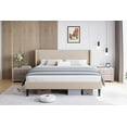 thumbnail image 1 of Historyli QUEEN Size Platform Bed Frame with Upholstered Wingback Headboard,Heavy-Duty Frame Support,Noise-Free,Easy Assembly,No Box Spring Needed,Beige, 1 of 7