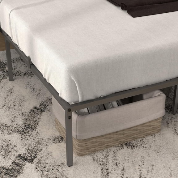 Historyli Queen Size Metal Bed Frame-Platform Bed Frame with Storage Space Under Bed-Heavy Duty Steel Slat Support,Easy Assembly,No Box Spring Needed,Noise Free