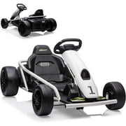 Historyli Ride on Go Kart for Teens, 24v 9Ah Large Battery Dual 300w Extra Powerful Motors, 8MPH Fast Drifting Fun with Music & Horn, Max Load 175 Lbs, Outdoor Ride on Toy,White