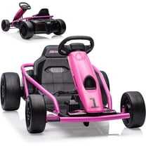 Historyli Ride on Go Kart for Teens, 24v 9Ah Large Battery Dual 300w Extra Powerful Motors, 8MPH Fast Drifting Fun with Music & Horn, Max Load 175 Lbs, Outdoor Ride on Toy,Rose Red