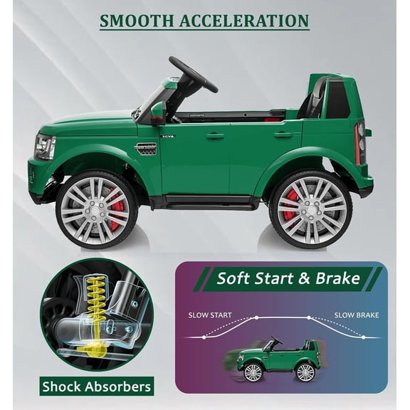 Historyli Ride On Toys for 3-8Y-12V Ride On Truck,2-in-1 Parent-Controlled Electric Ride On Toy with Shock Absorbers,3 Speeds,Music Player,LED Lights-Green