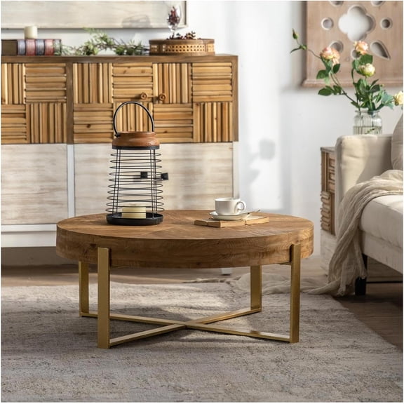 Historyli Round Coffee-Tables,Modern Round Coffee Table for Living Room,Gold