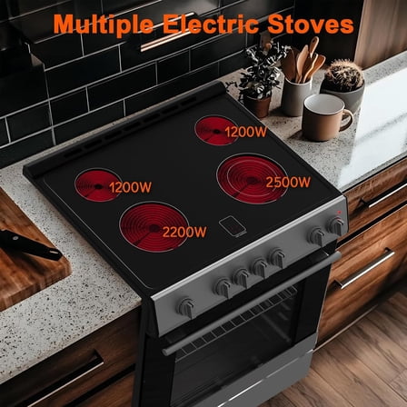 Historyli Stainless Steel Electric Range Oven, Freestanding, 30 Inch, Silver