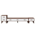 thumbnail image 1 of Historyli TV Stand Media Entertainment Center,Modern TV Cabinet,Embossed Patterns Drawer for Living Room Solid Wood+MDF,Brown+White, 1 of 8