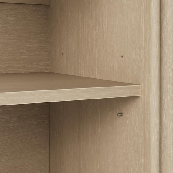 Historyli TV Stand for 65 Inch TV, Heavy-Duty Entertainment Center, with 2 Cabinets & Open Shelves, Oak