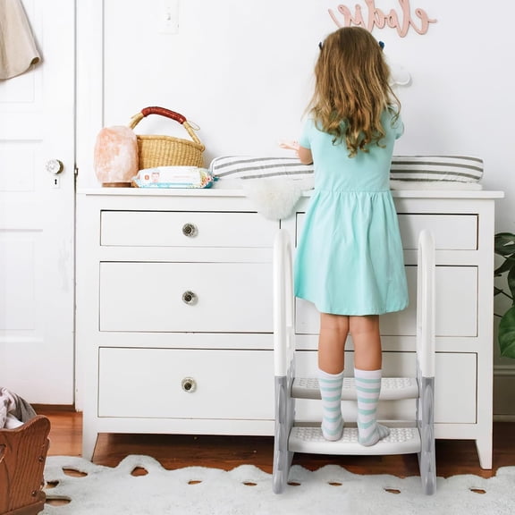 Historyli Toddler 2-Step Stool-with Handrails,Anti-Slip Step Ladder-Toddler Learning Helper Stool Multifunctional Standing Tower for Bathroom Sink,Kitchen Counter