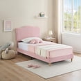 thumbnail image 1 of Historyli Twin Size Bed Frames with Adjustable Headboard,Modern Upholstered Platform Bed Frame with Sturdy Wood Slats,No Box Spring Needed,Easy Assembly,Pink, 1 of 7