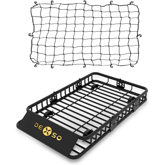 Historyli Universal Roof Rack Basket,64*39*6" Rooftop Cargo Carrier Basket,200 Lbs Capacity Car Cargo Rack,Heavy Duty Luggage Rack for Vehicles,With Elastic Net