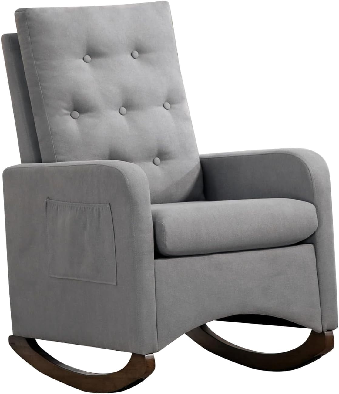 Historyli Upholstered Rocking Chair in Fabric with High Backrest,Comfy ...