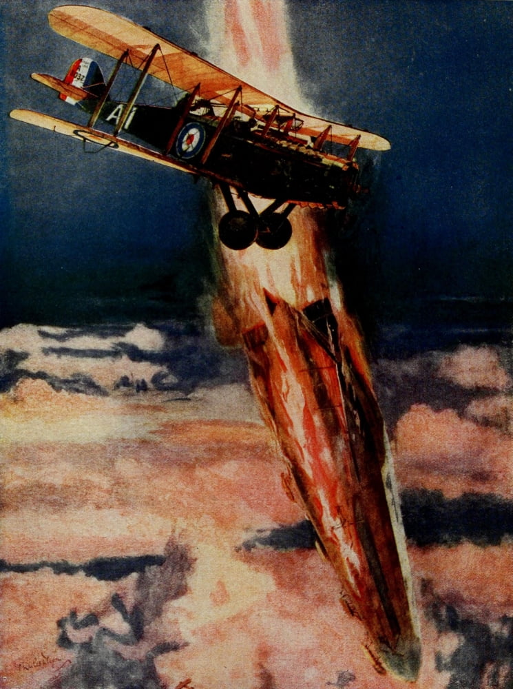 Historys Greatest War 1919 A Zeppelins lurid end above the clouds Canvas Art - Unknown (24 x 36)