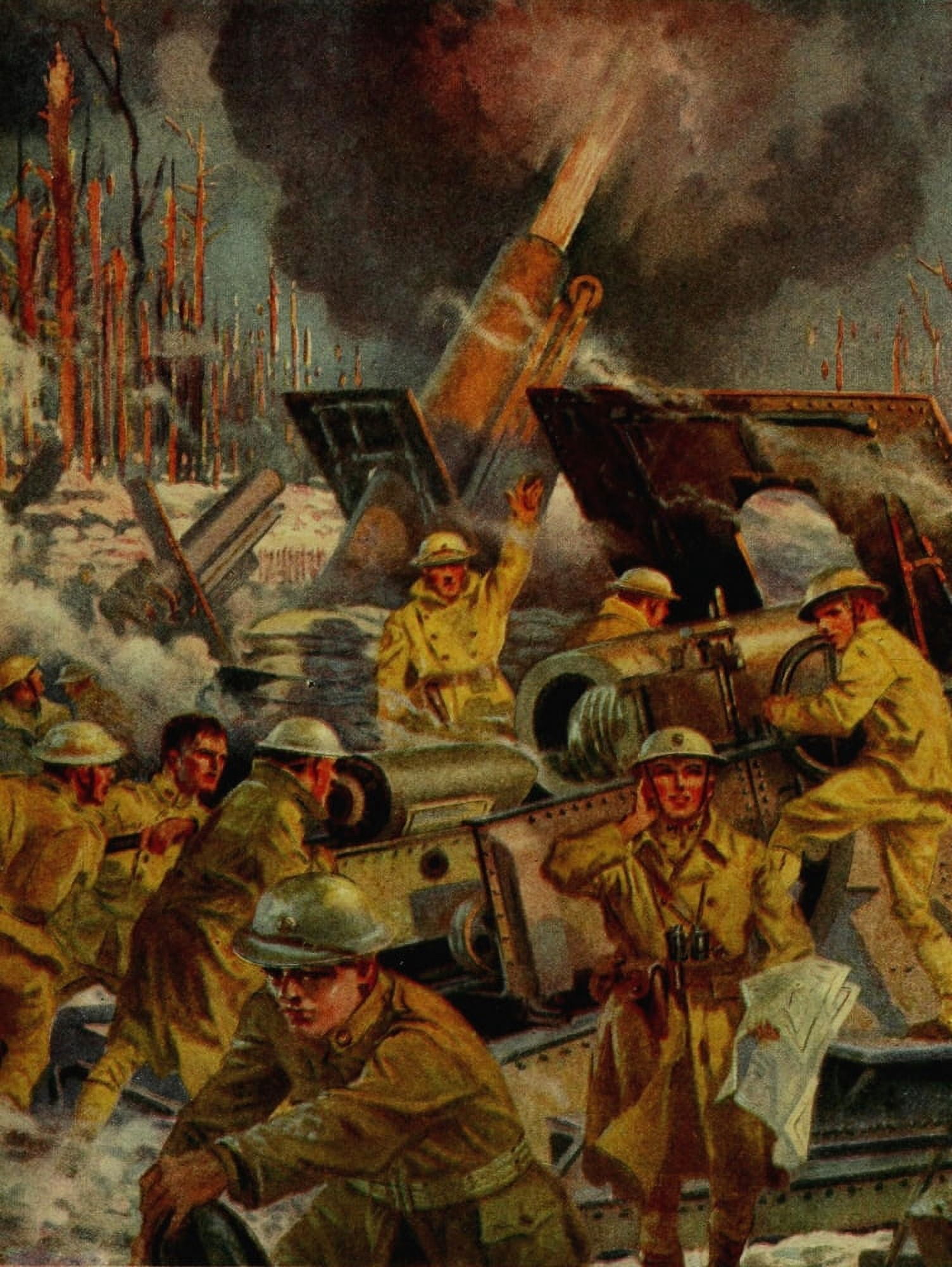 Historys Greatest War 1919 Big guns at Chateau Thierry Canvas Art - Unknown (18 x 24)