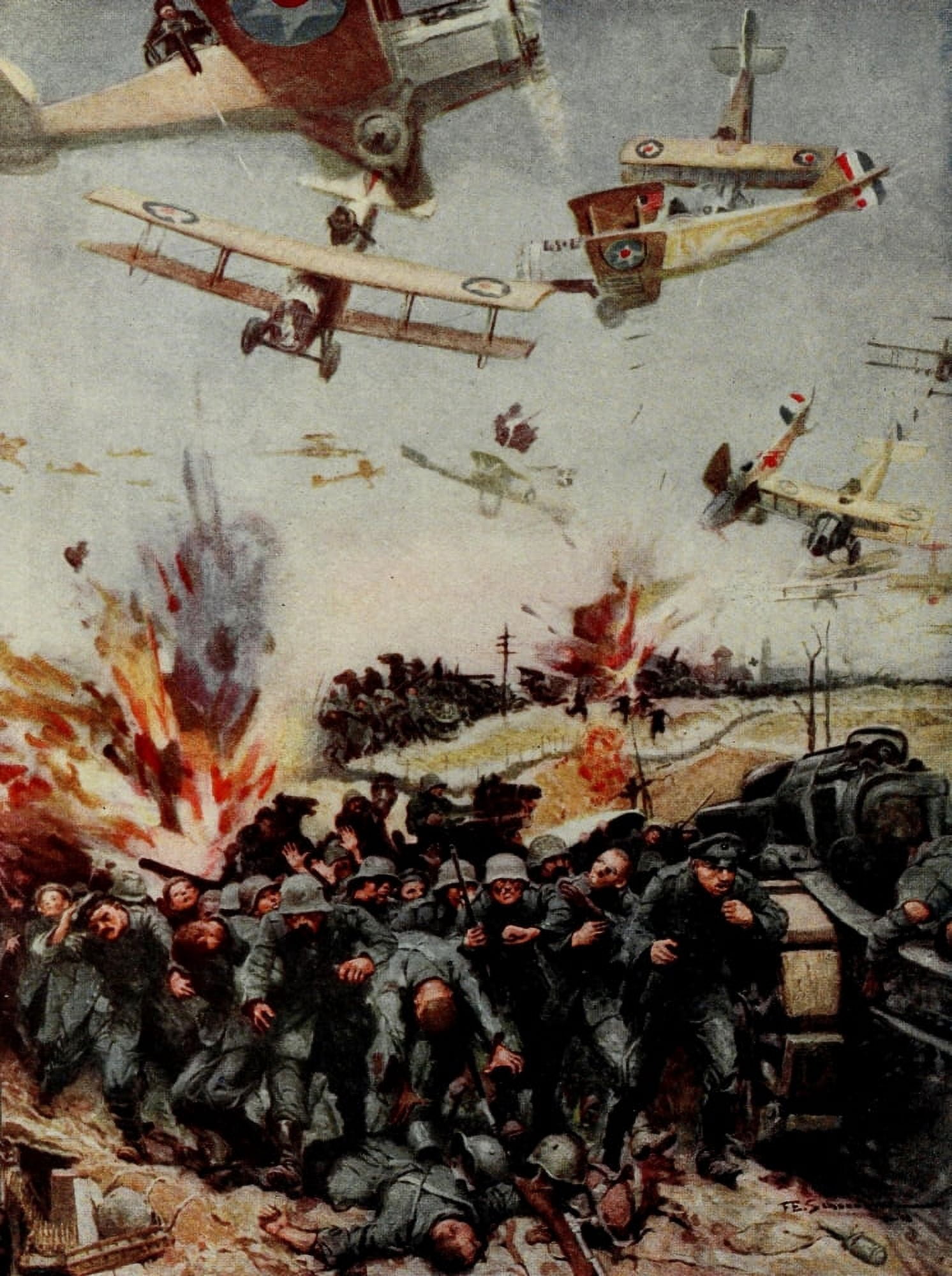 Historys Greatest War 1919 Victorious retreat back to the Rhine Canvas Art - FE Schoonover (18 x 24)