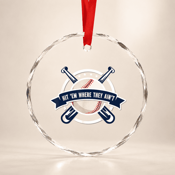 "Hit 'Em Where They Ain'T" Funny Vintage Baseball Glass Ornament
